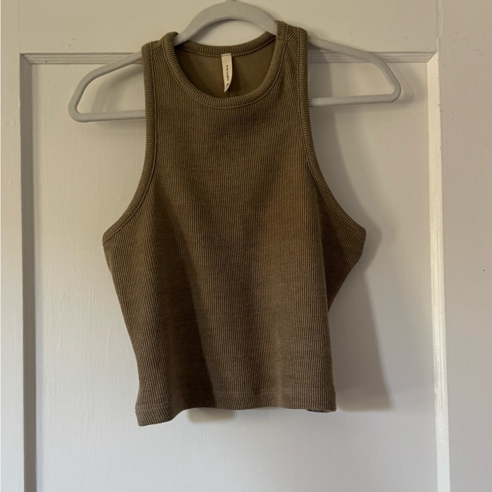 Tyche Olive Ribbed Tank Top